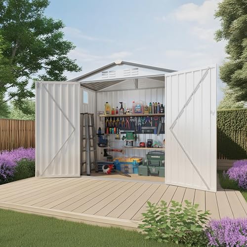 5'x3' Metal Outdoor Storage Shed, Tool Shed with Pitched Roof Waterproof with Windows and Lockable Door Compact Metal Tool Room for Garden, Backyard, Patio, Sundry and Bike Storage, Gray