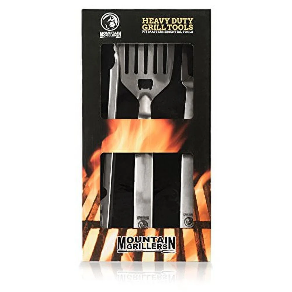 BBQ Grilling Tools - If You Want That Perfect Steak, This Is The Grill Set You Need - Long Heavy Duty Stainless Steel Barbecue Utensils - Cook Your Meat And Not Your Hands!
