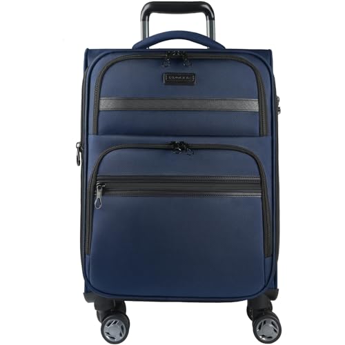 KROSER Softside Expandable Carry On Luggage with Spinner Wheels & Built-in TSA Lock, Durable Suitcase Rolling Luggage with USB Port, Carry-On 20-Inch, Black