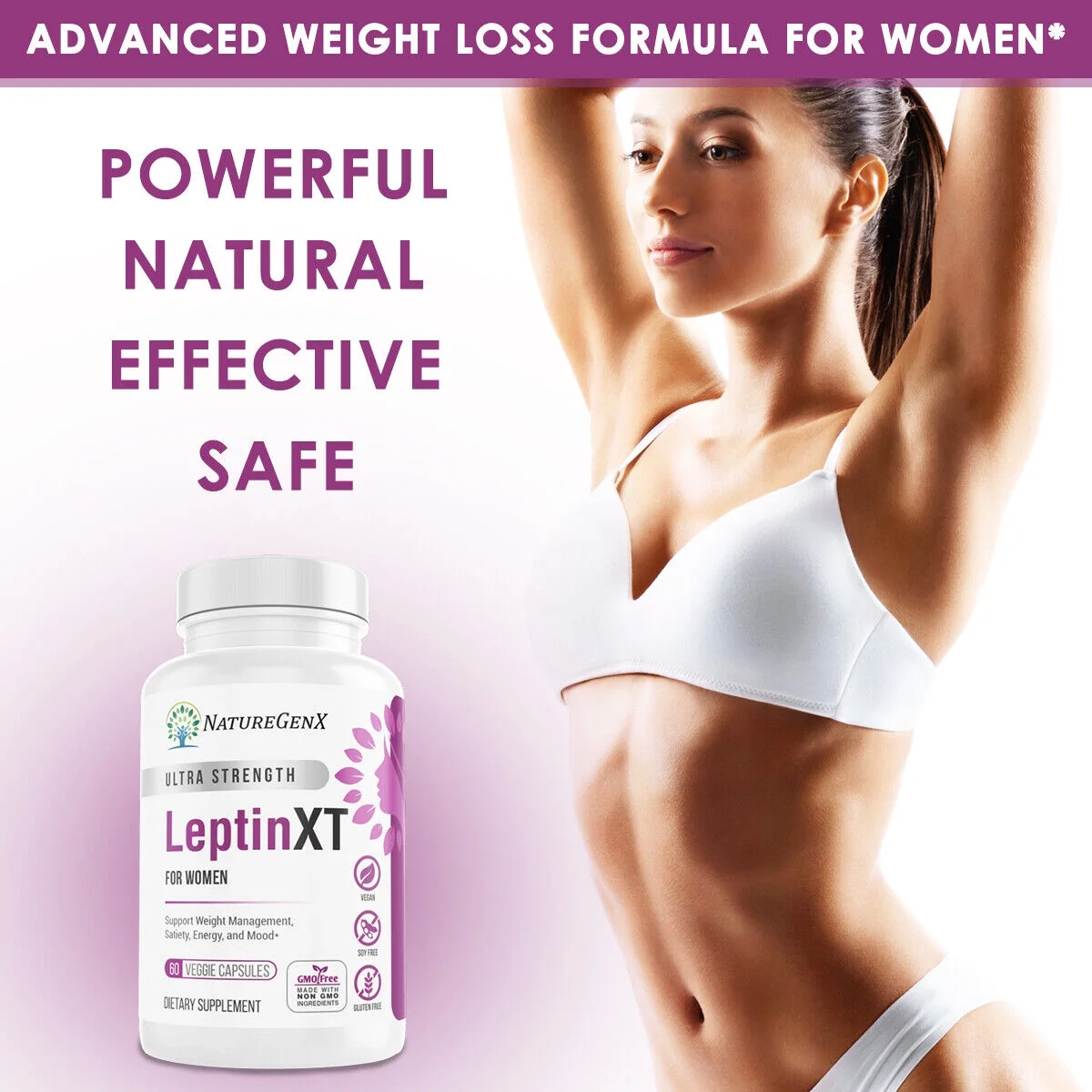 LEPTIN XT 650 MG - Diet Pills that Work, Leptin Supplements for Weight Loss for Women - 60 Capsules