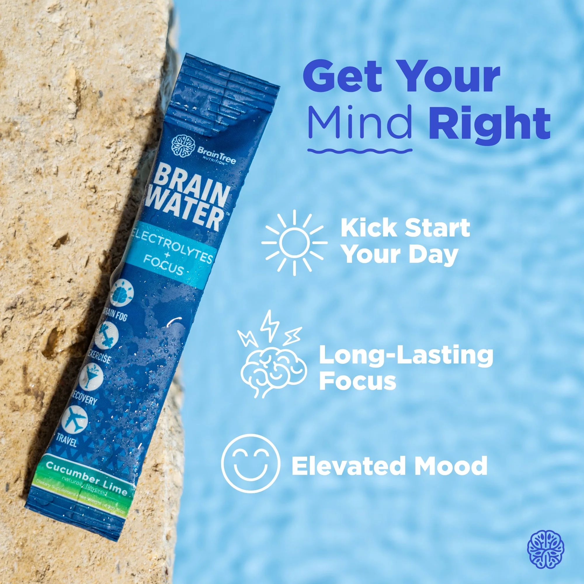 Brain Water: Electrolytes + Focus (Cucumber Lime 30 Pack)