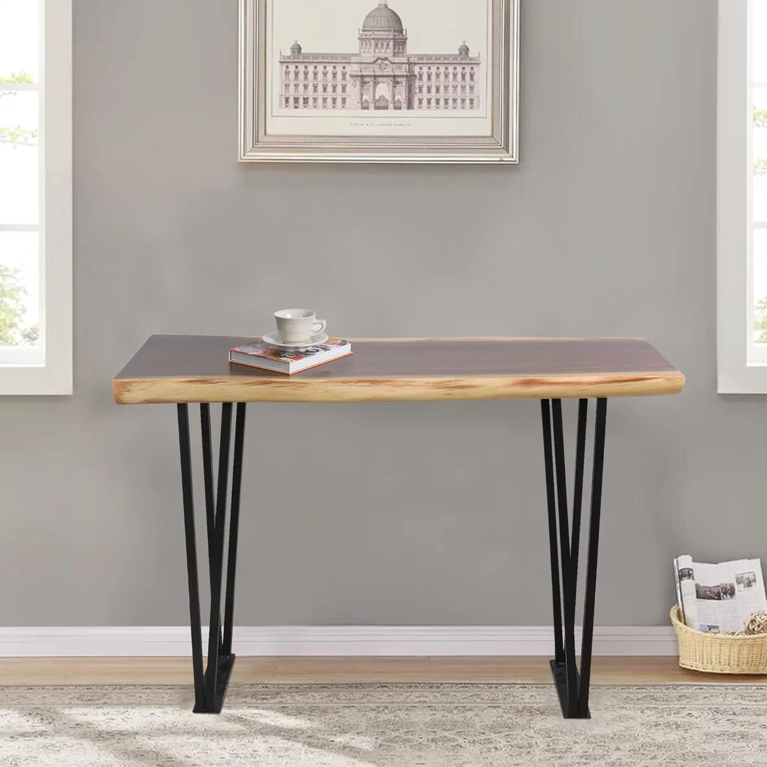 Natural Wood Rectangle Coffee Console Table 47