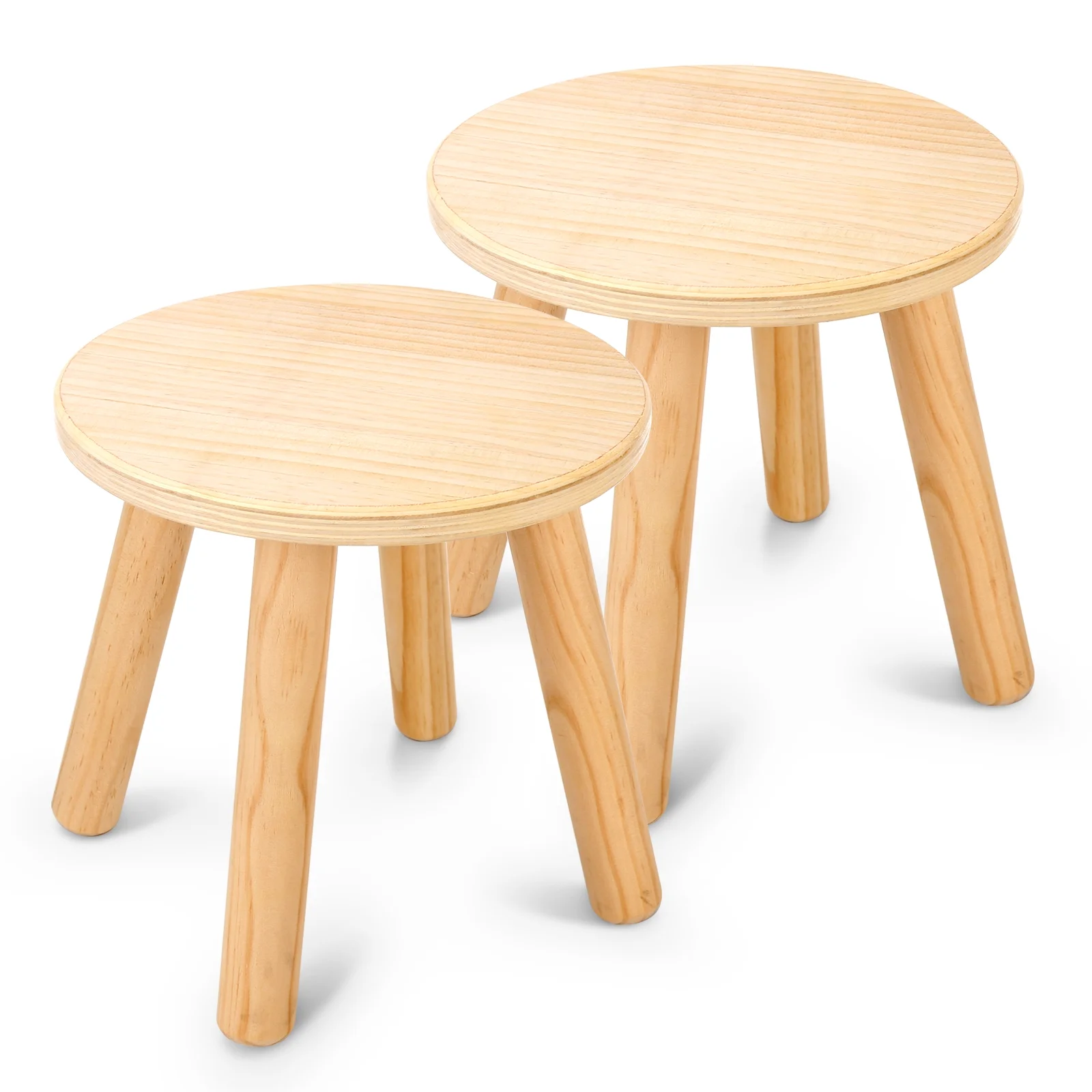 Sweet Time Solid Wood Kids Step Stools, Universal Wooden Chair for Sensory Table, 2 Pack