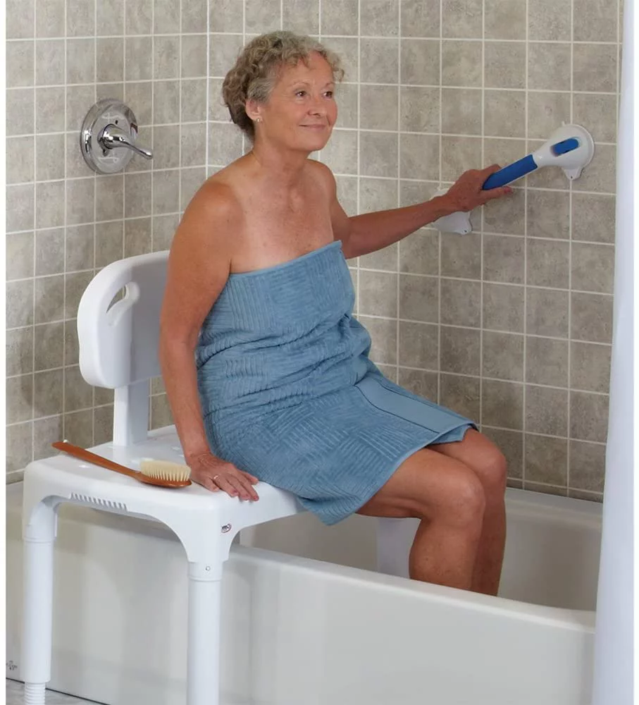 Carex Universal Tub Transfer Bench, Shower and Bath Seat, Height Adjustable, Holds Up to 400 Pounds