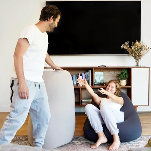 The Moon Pod Bean Bag Chair - Large, Modern Beanbag for Adults, Kids and Teens. Washable Stretch Cover Filled with Thousands of High Density Micro-Beads (Light Gray).