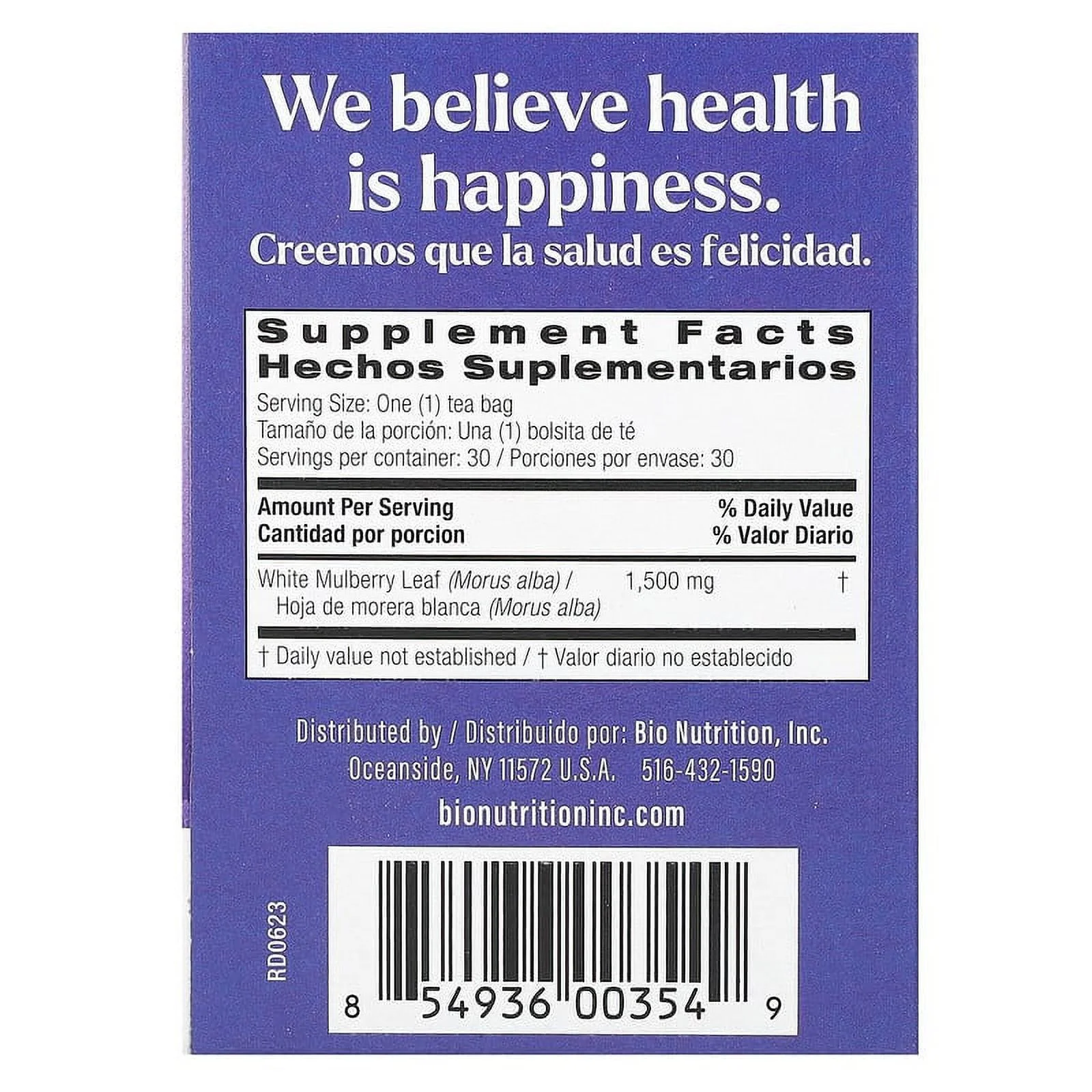 Bio Nutrition Inc. White Mulberry Leaf Tea 30 bag Pack of 3