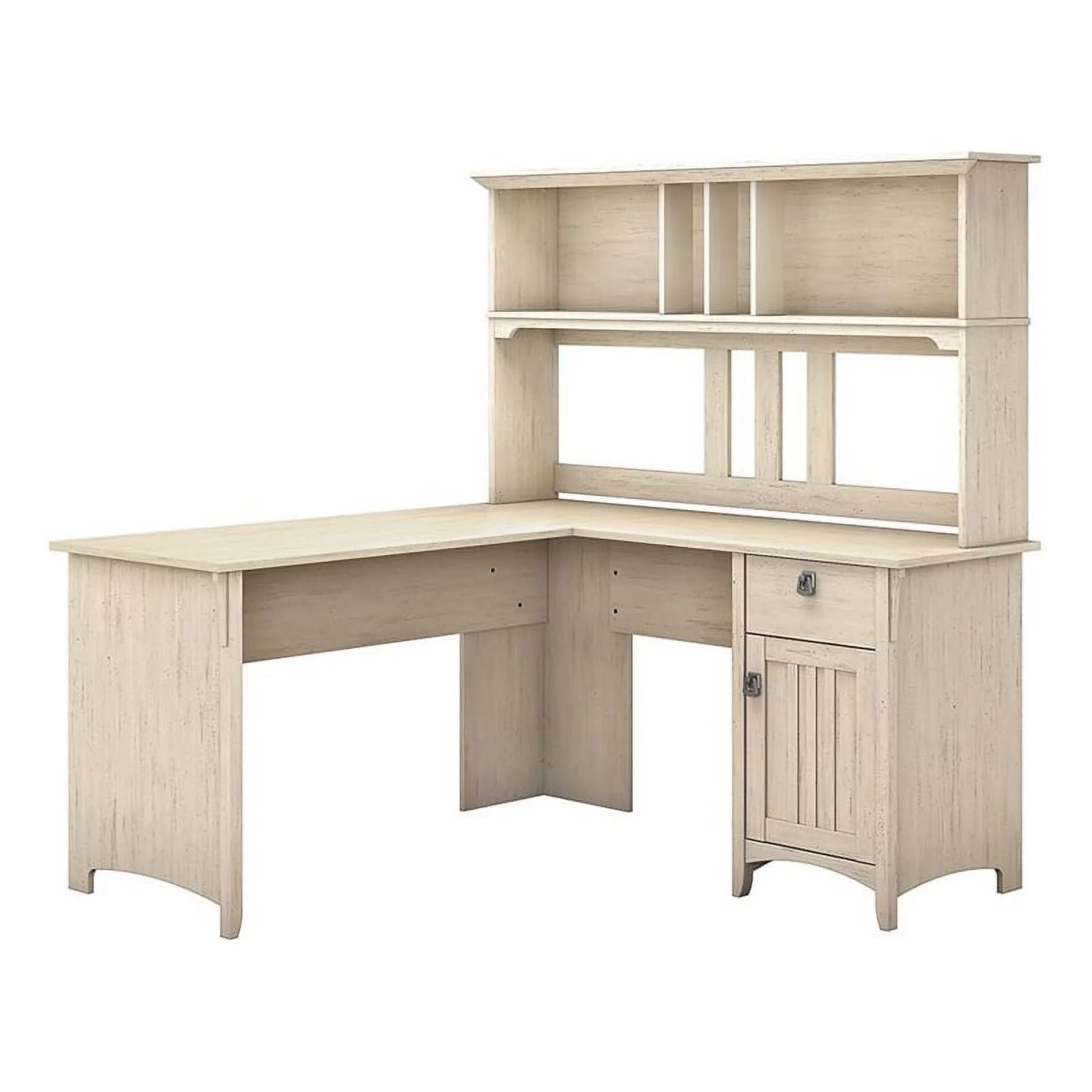 Scranton & Co Wood L Shaped Desk with Hutch in Antique White