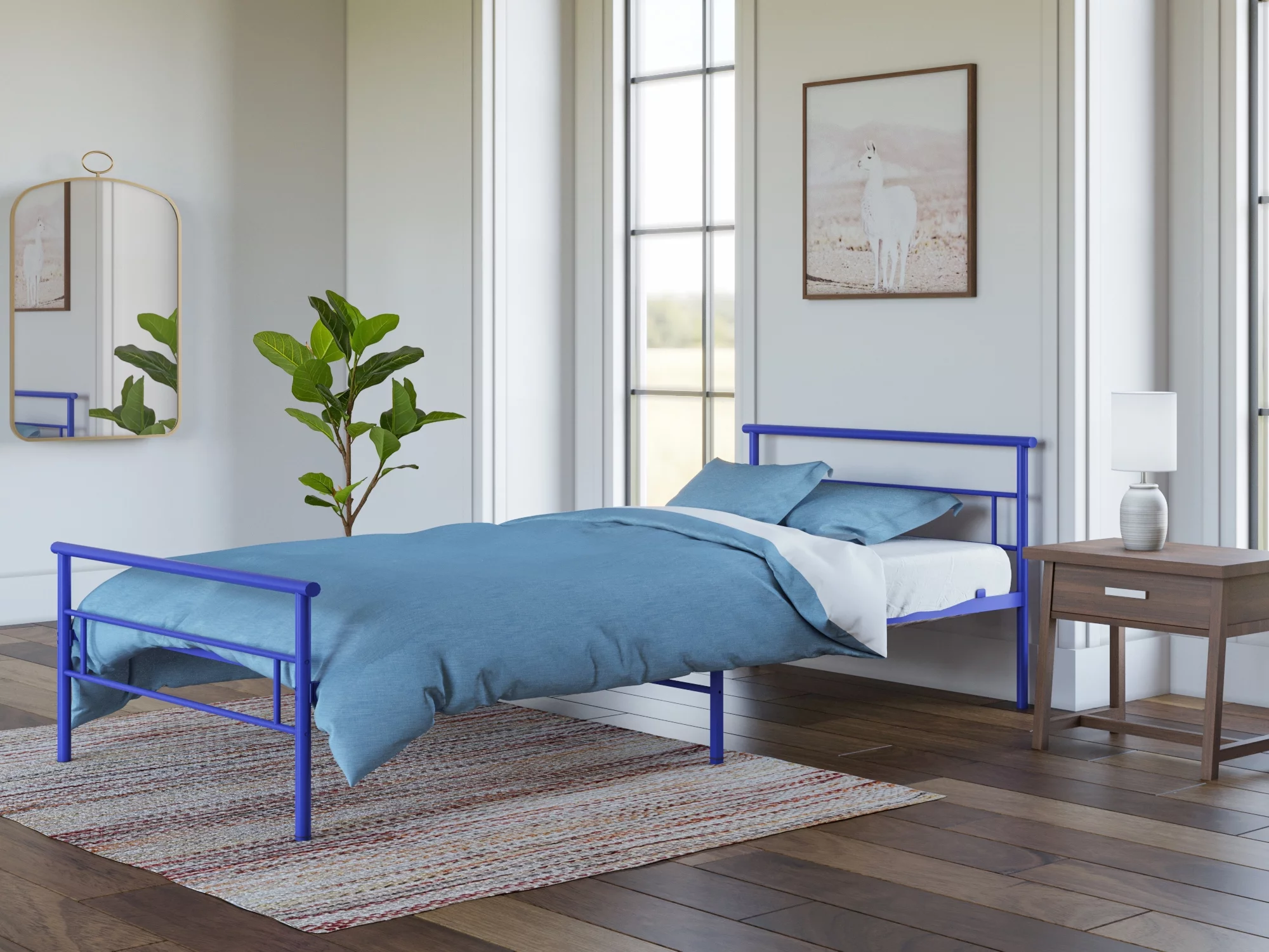 BK Furniture Seattle Classic Metal Bed, Twin, Blue