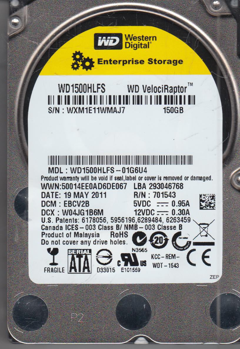 WD1500HLFS-01G6U4, DCM EBCV2B, Western Digital 150GB SATA 2.5 Hard Drive