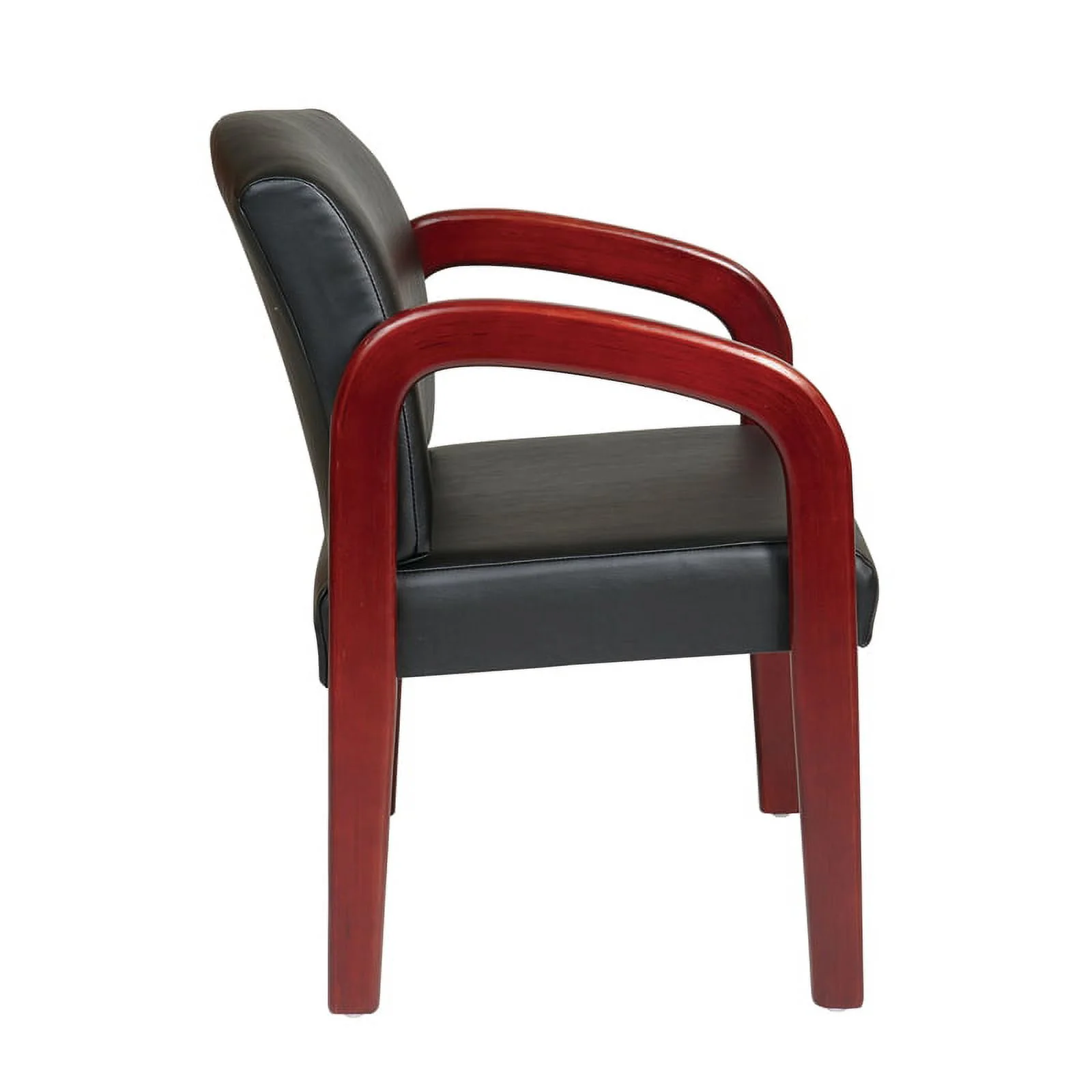Office Star Work Smart Cherry Finish Wood Guest Chair, Black