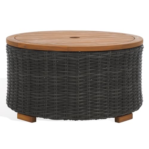 SAFAVIEH Couture Collection Anguilla Natural Brown Faux Wicker Indoor/Outdoor Storage Coffee Table (Fully Assembled)