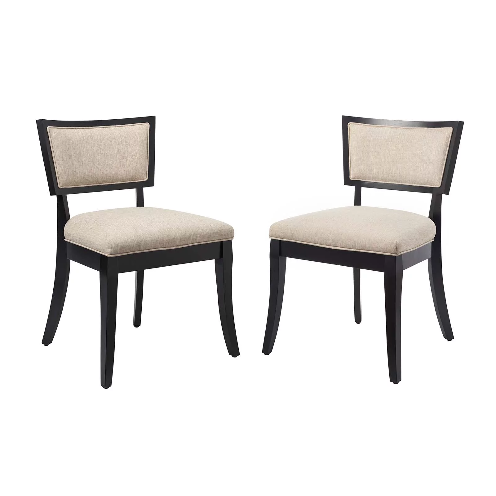Modway Pristine Upholstered Fabric Dining Chairs - Set of 2 in Beige