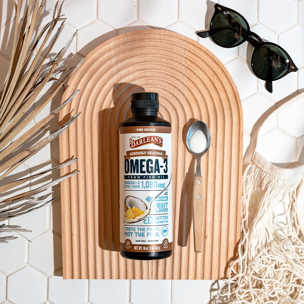 Barlean's Pina Colada High Potency Omega 3 Fish Oil Supplements - 1500mg of Omega 3 EPA/DHA for Brain, Heart, Joint, & Immune Health - All-Natural Fruit Flavor, Non GMO, Gluten Free - 16 oz