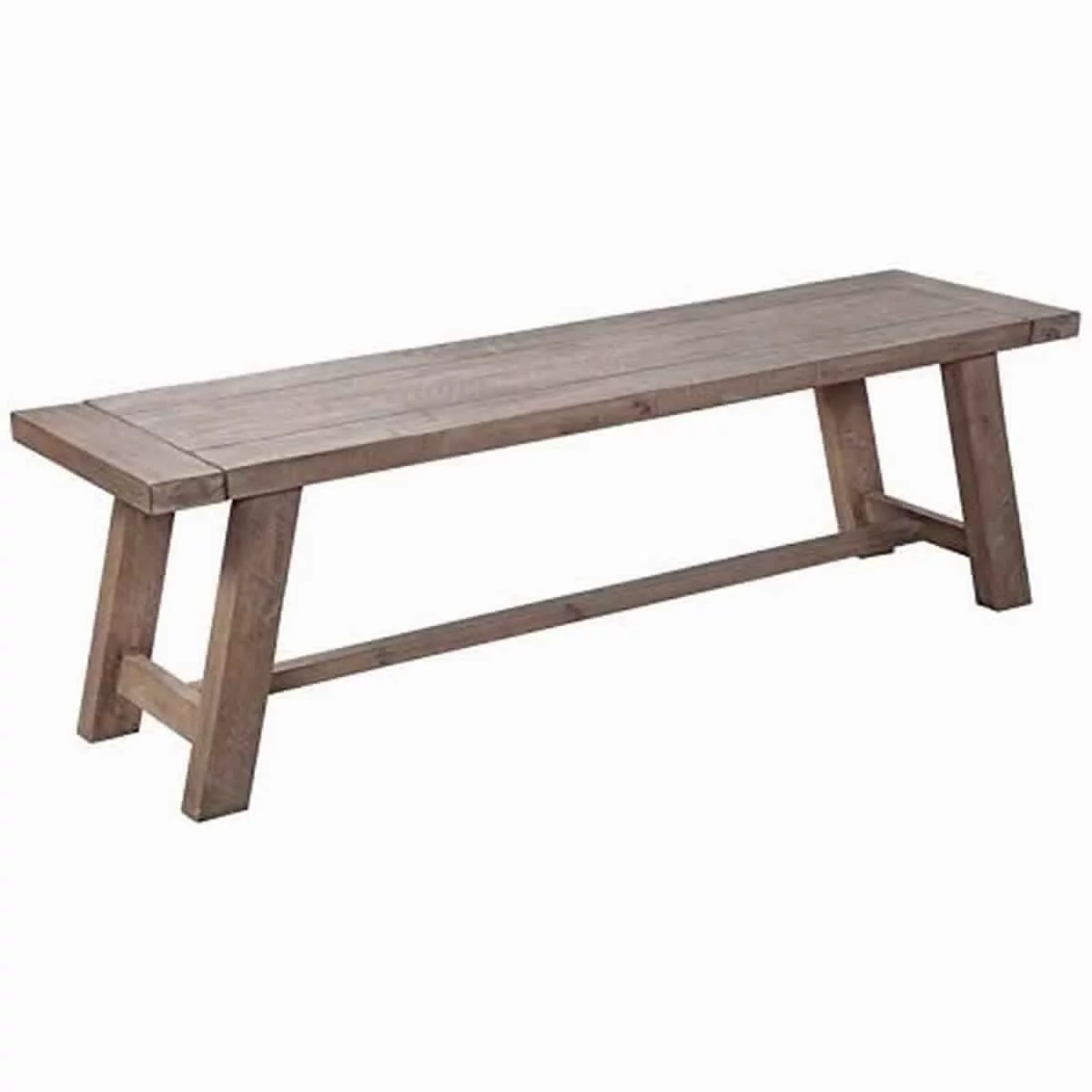 Farmhouse Wooden Dining Bench with Grain Details and Plank Top, Brown- Saltoro Sherpi