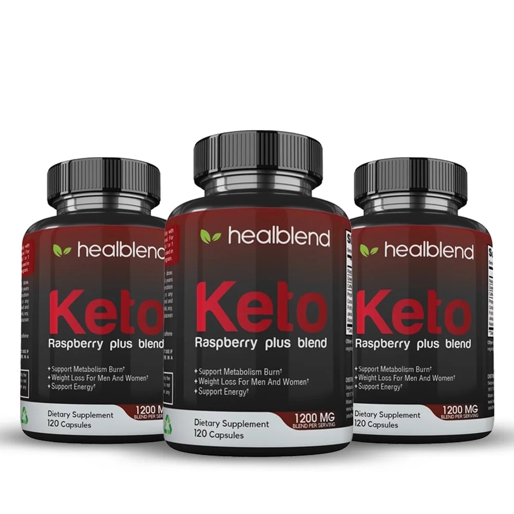 Healblend Raspberry Keto Plus Supplement - Ketones Diet Pills, Advanced Weight Loss Support, Promotes Ketosis for Women and Men - 3-pack