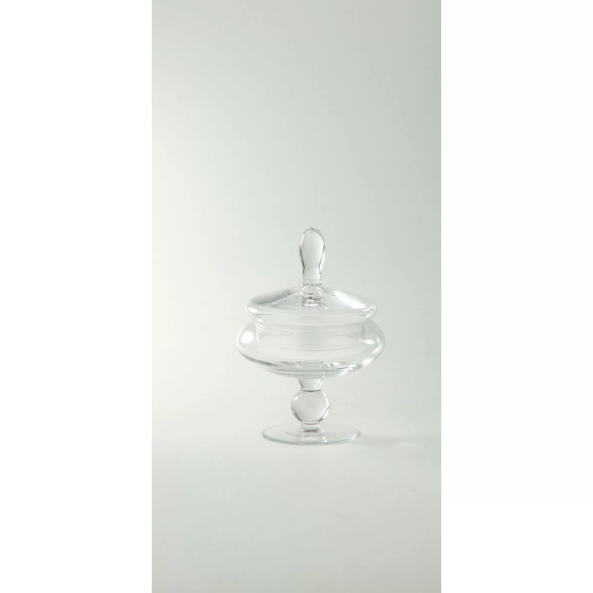 CC Home Furnishings 9” Clear Hand Blown Glass Jar with Finial Lid