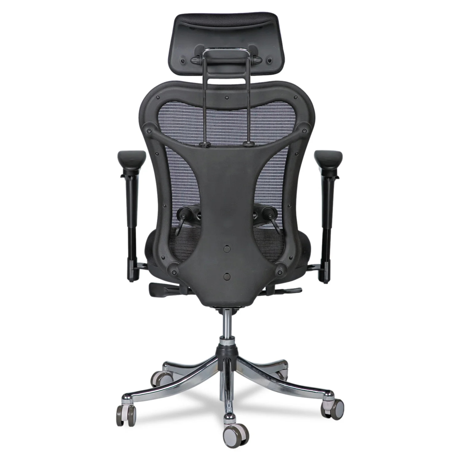 BALT Ergo Ex Executive Office Chair, Mesh Back/Upholstered Seat, Black/Chrome