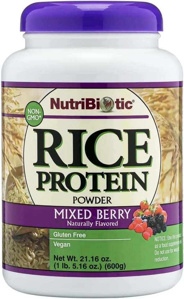 NutriBiotic Raw Rice Protein Powder Mixed Berry - 1.31 lbs Pack of 4