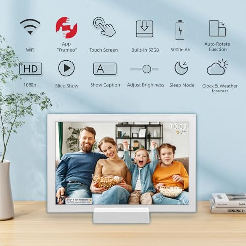 32GB FRAMEO 10.1 Inch Smart WiFi Digital Photo Frame 1280x800 IPS LCD Touch Screen, Auto-Rotate Portrait and Landscape, Built in 32GB Memory, Share Moments Instantly via Frameo App from Anywhere