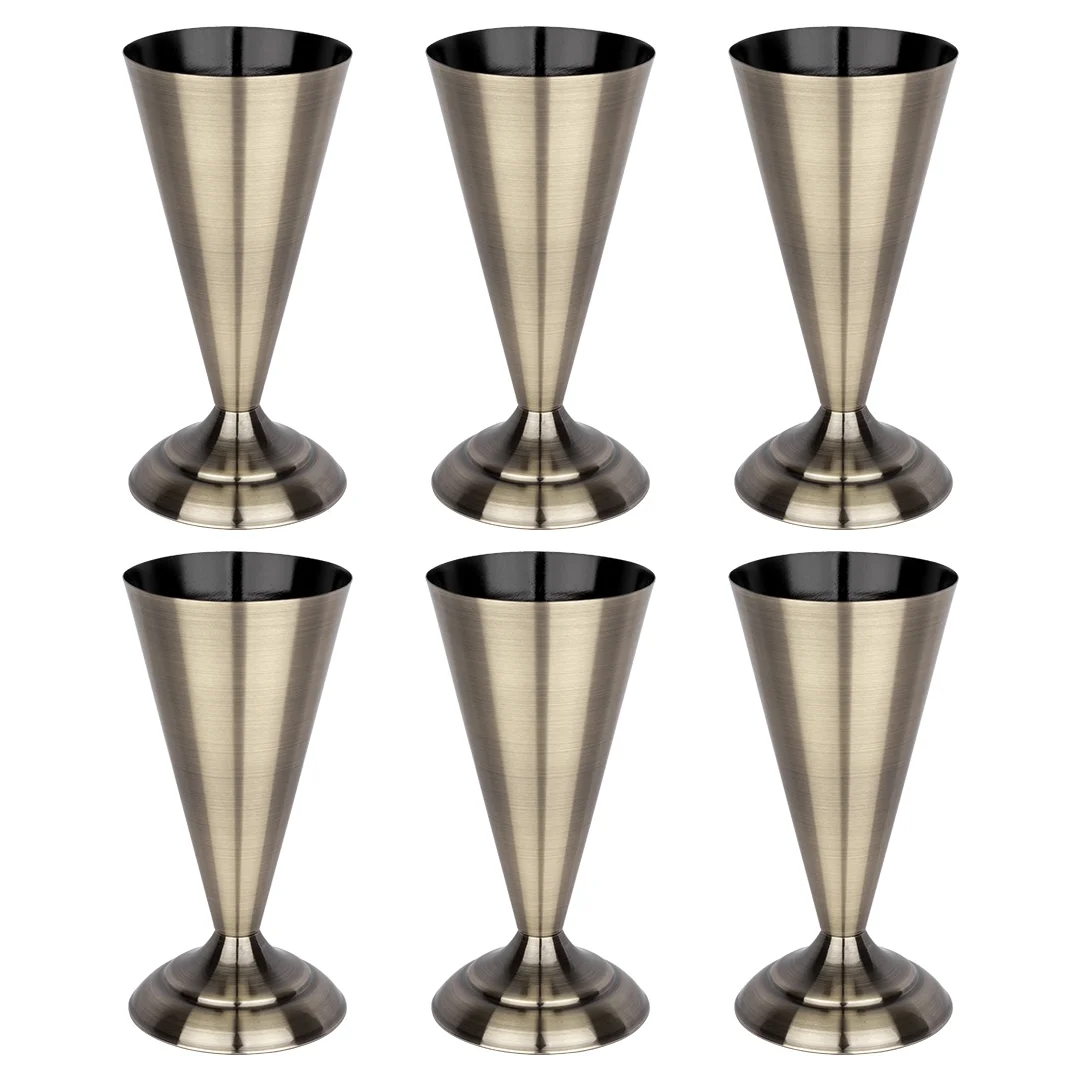 Koyal Wholesale Antique Brass Metal Trumpet Vases|Elegant Flower Vases For Centerpieces | Home Decoration, Bulk Set of 6