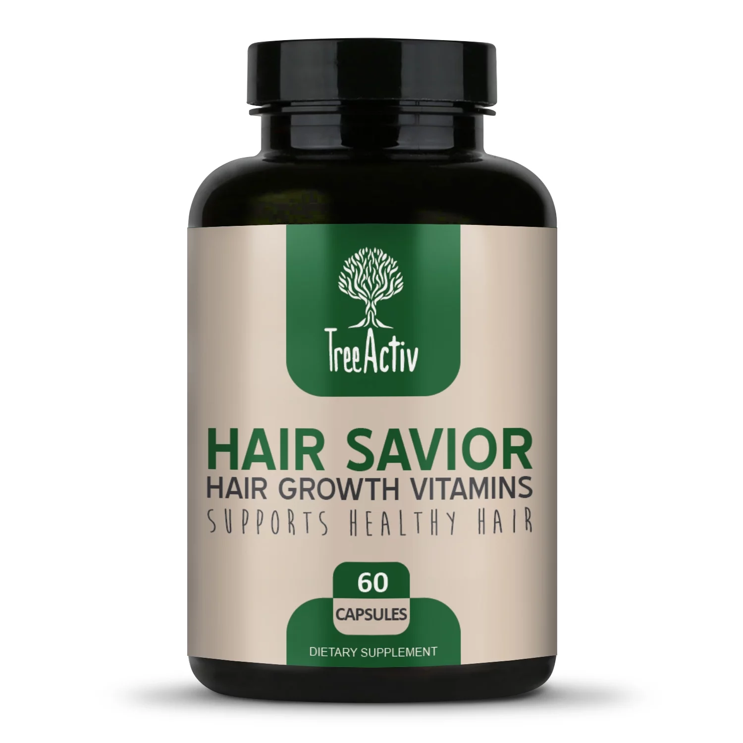 TreeActiv Hair Savior, Biotin + Saw Palmetto Hair Growth Vitamins, Volumizer & Thickening Supplement, Folate, MSM, B Complex Hair Growth Pills, 60 Capsules, 30-Day Supply