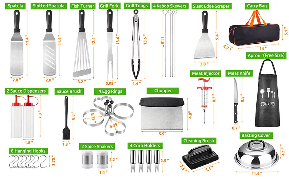 BBQ Set Grilling Tool Kit, 38-Pieces Stainless Steel Barbecue Utensil Accessories, Outdoor Grill Tool Set for Friends Family