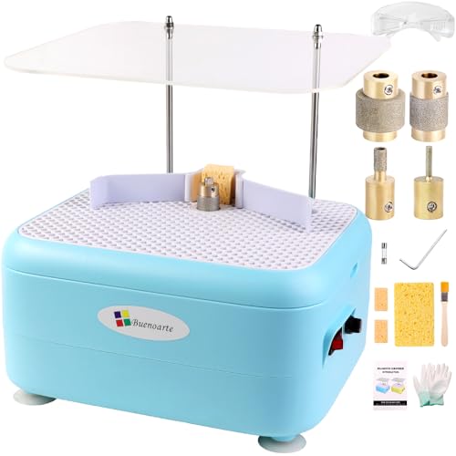 Portable Stained Glass Grinder Machine, Glass & Ceramic Grinding Tool Kit For DIY Craft，Mini Glass Grinder Machine，Comes with 4 grinding bits (Blue)