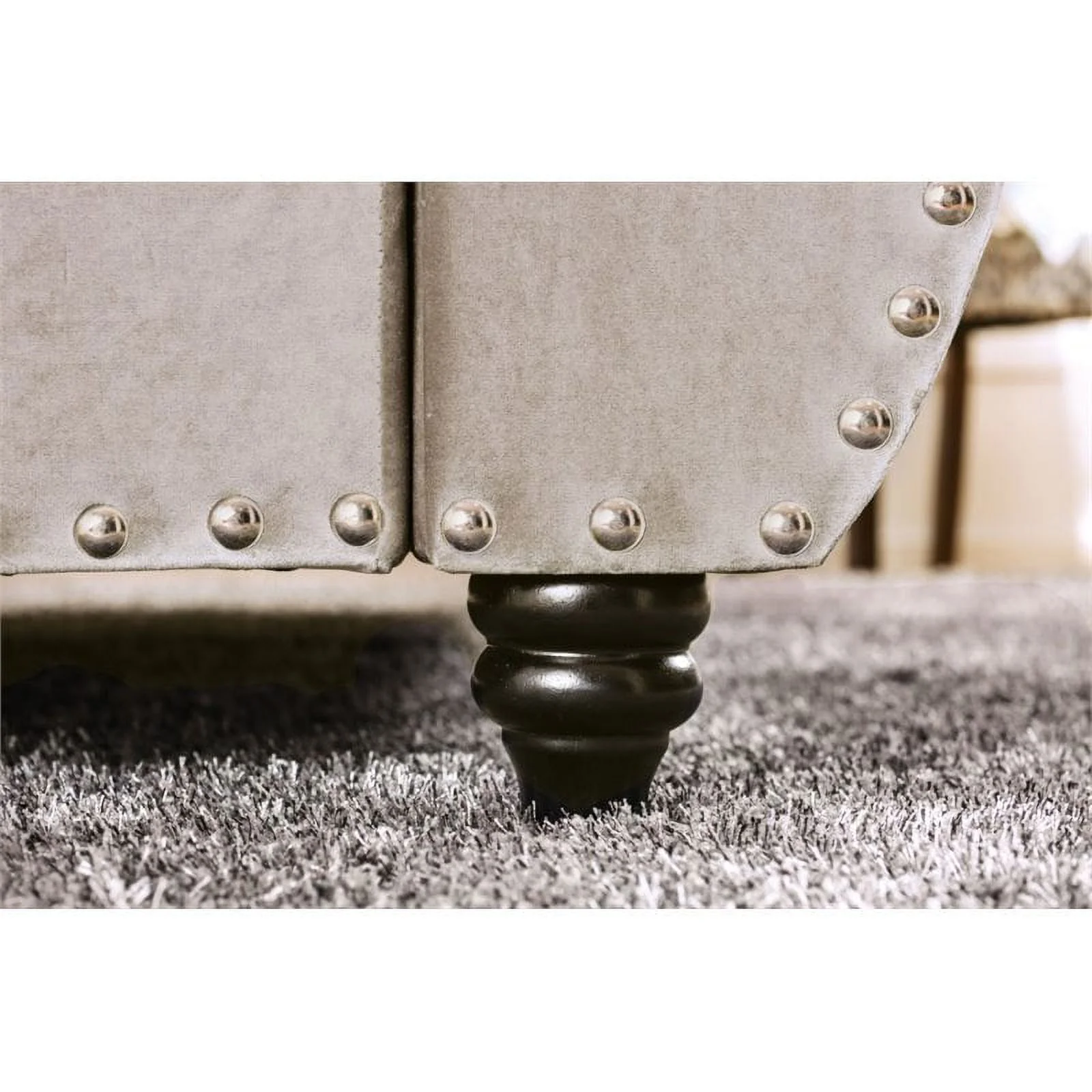 Furniture of America Luxy Transitional Fabric Queen Sleigh Bed in Gray