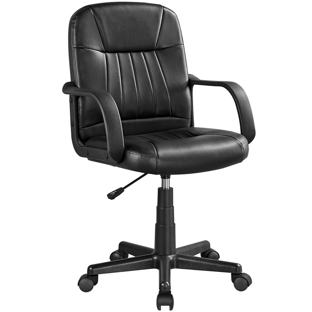 Yaheetech Adjustable Office Chair Swivel Chair Executive Artificial Leather Computer Chair 360°Rolling with wheels Ergonomic Essential Desk Chair with armrest