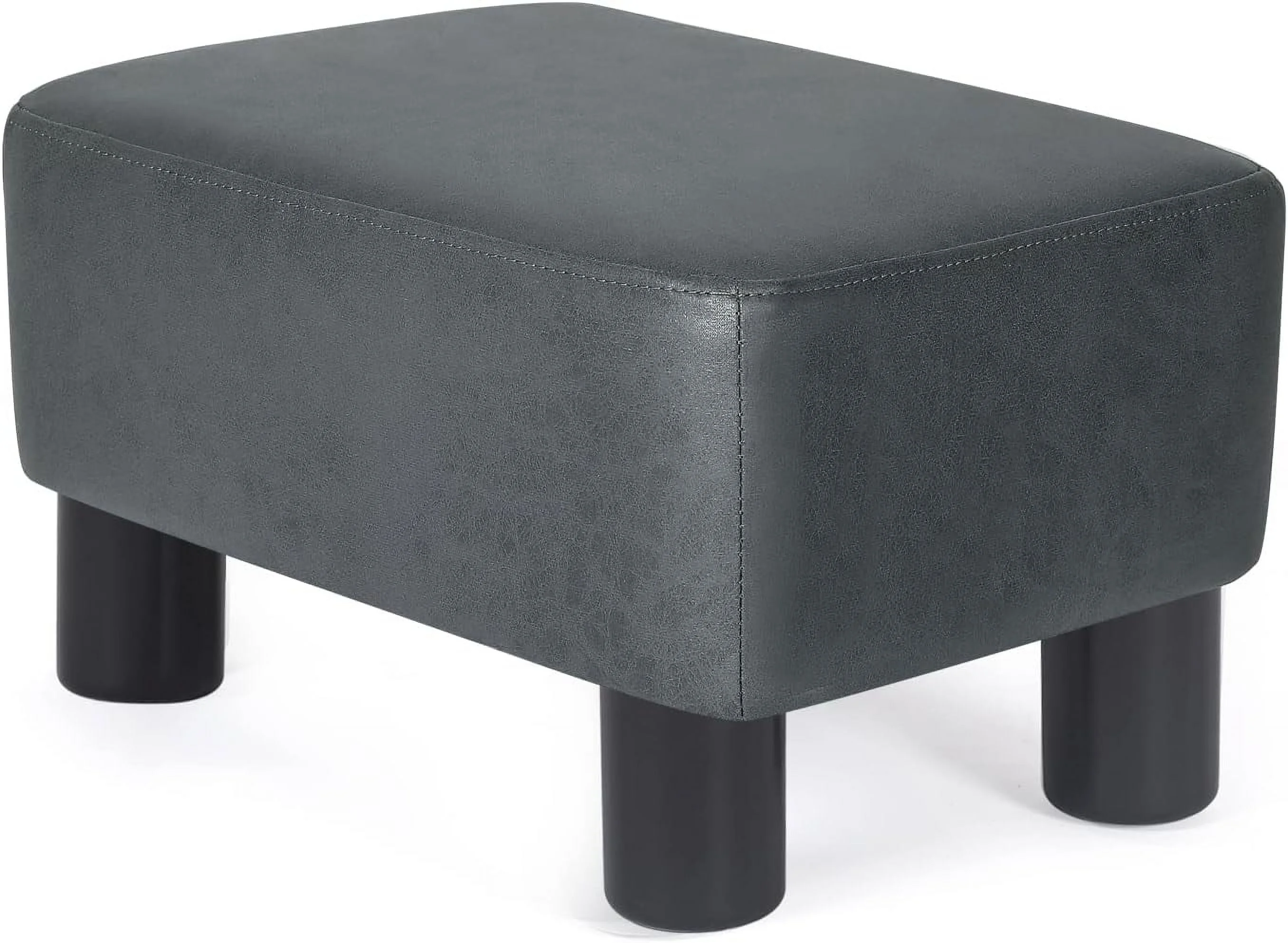 Small Footstool Ottoman Fabric Footrest Modern Rectangular Foot Stools For Living Room Bedroom (Dark Gray)
