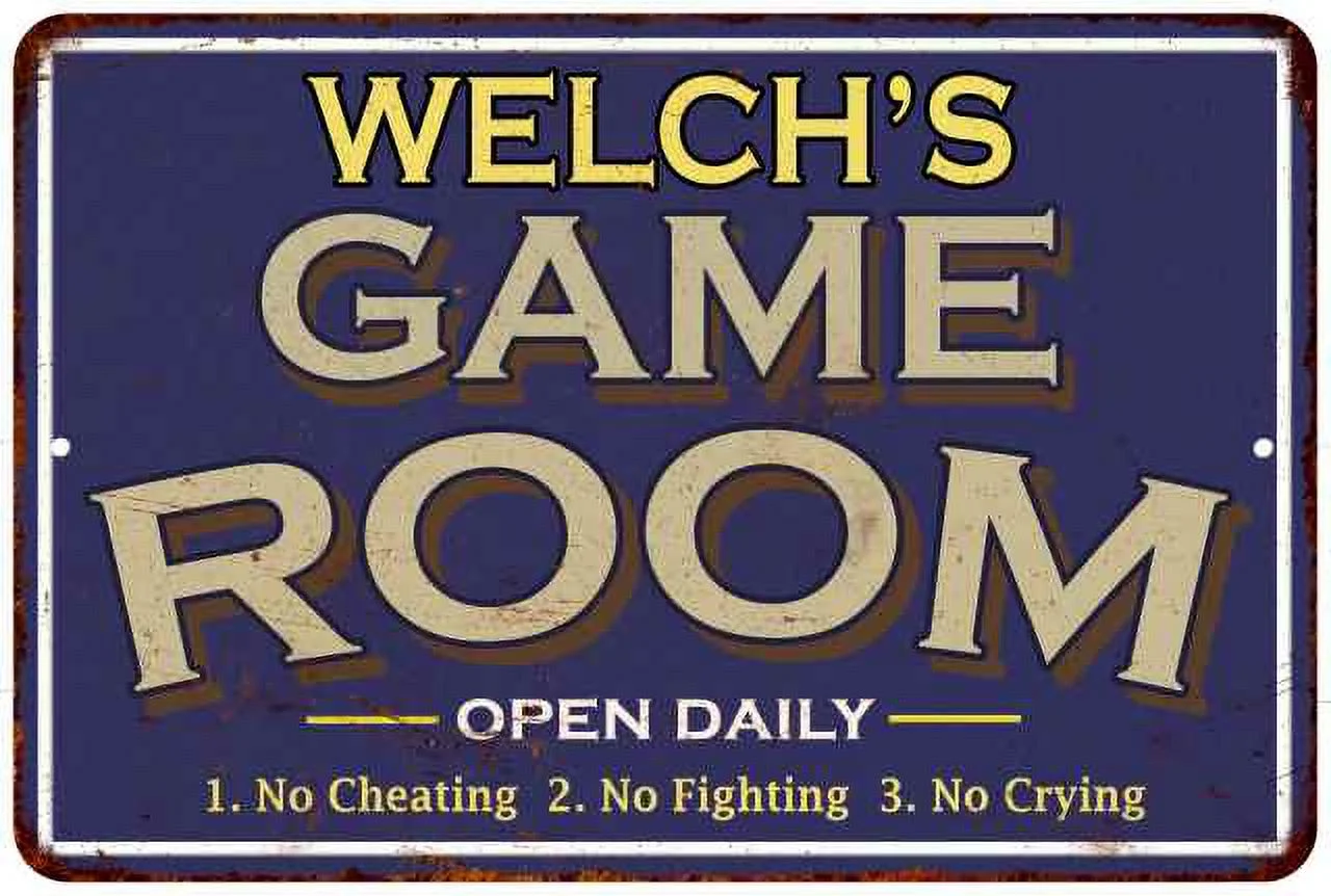 WELCH'S Blue Game Room Gift Sign Metal Wall Decor 12x18 112180002482
