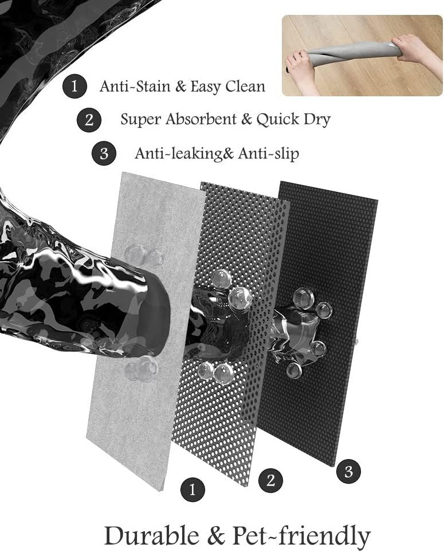 Pet Feeding Mat-Absorbent Dog Mat for Food and Water Bowl-No Stains Quick Dry Dog Water Dispenser Mat-Dog Accessories Pet Supplies-Dog Water Bowl for Messy Drinkers