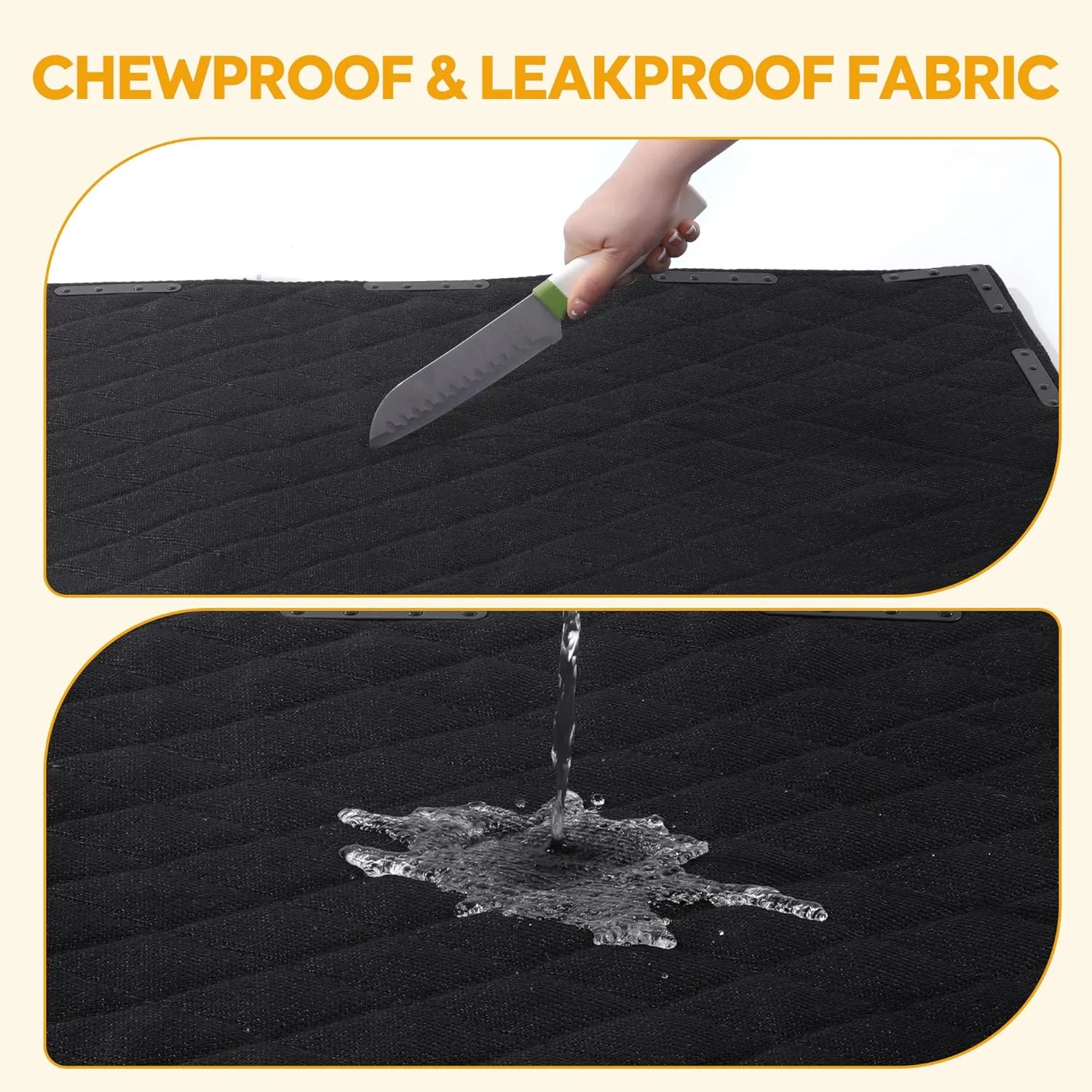 Chew Proof Dog Bed Mat with 14 Metal Rivets - Indestructible Kennel Pad for Teething Puppies & Aggressive Chewers, Durable Waterproof Crate Mat for Medium Dogs, 35" x 22" (Indoor/Outdoor Use)