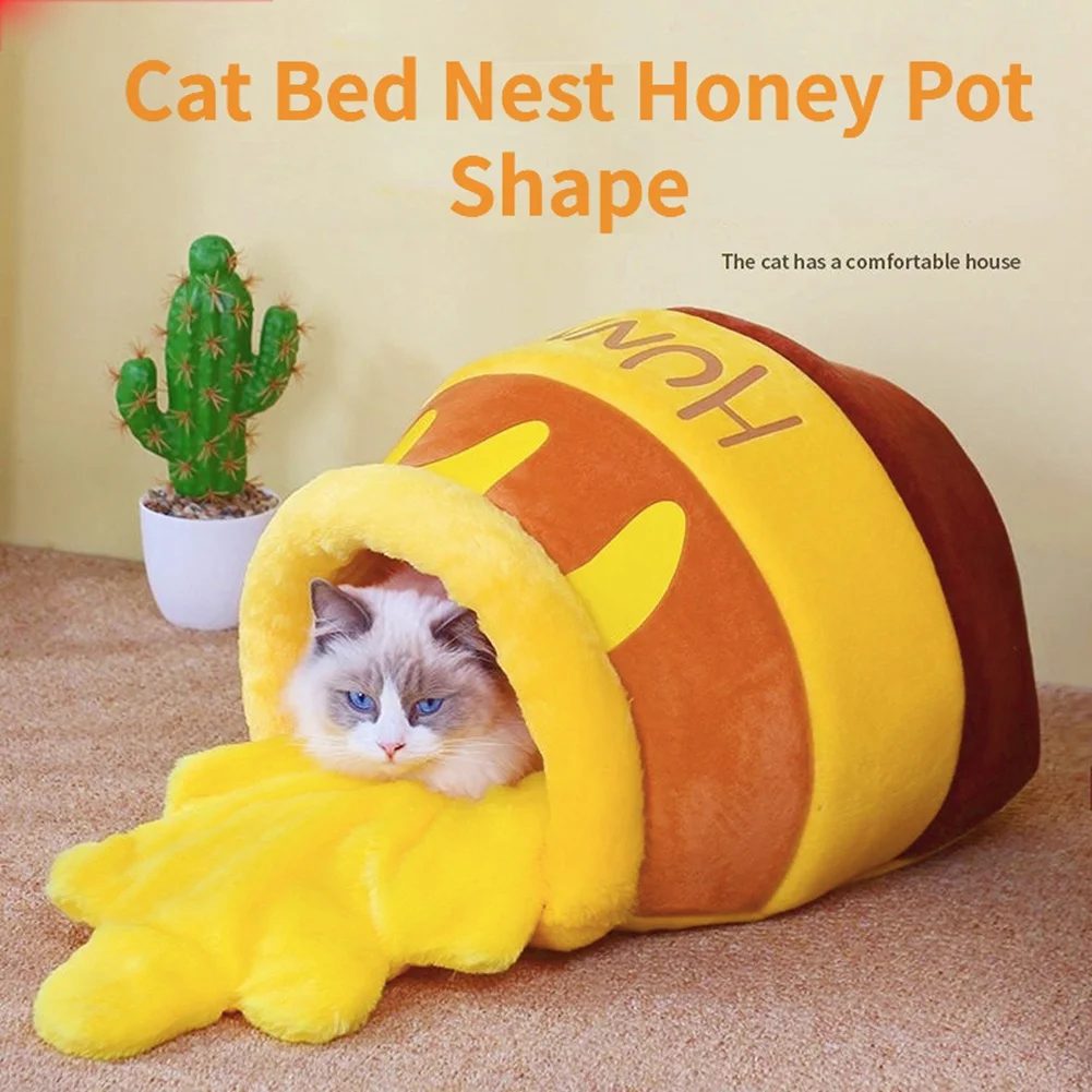 Cat Bed House Pet Supplies Seasons Universalize Plush Mat Cats Cushion Basket Honey Jar Shape Pets Product for Small Cat