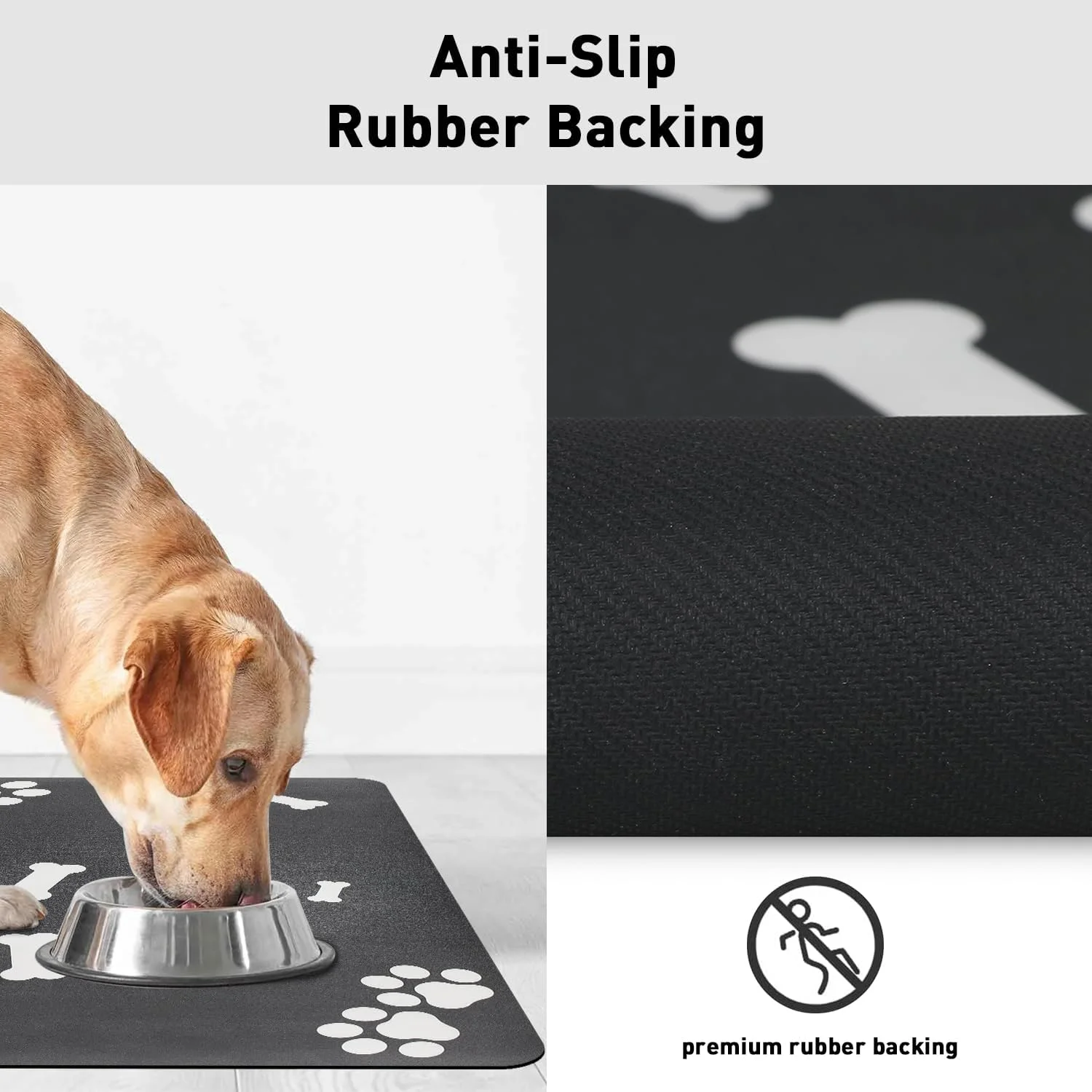 Absorbent Dog Feeding Mat Non-slip: Waterproof Cat Feeding Mat with Rubber Back – Non-stains Dog Bowl Mat – 16x24 Inch Pet Feeding Mat - Pet Supplies for Puppy Dog Cat - Easy Clean Quick Dry