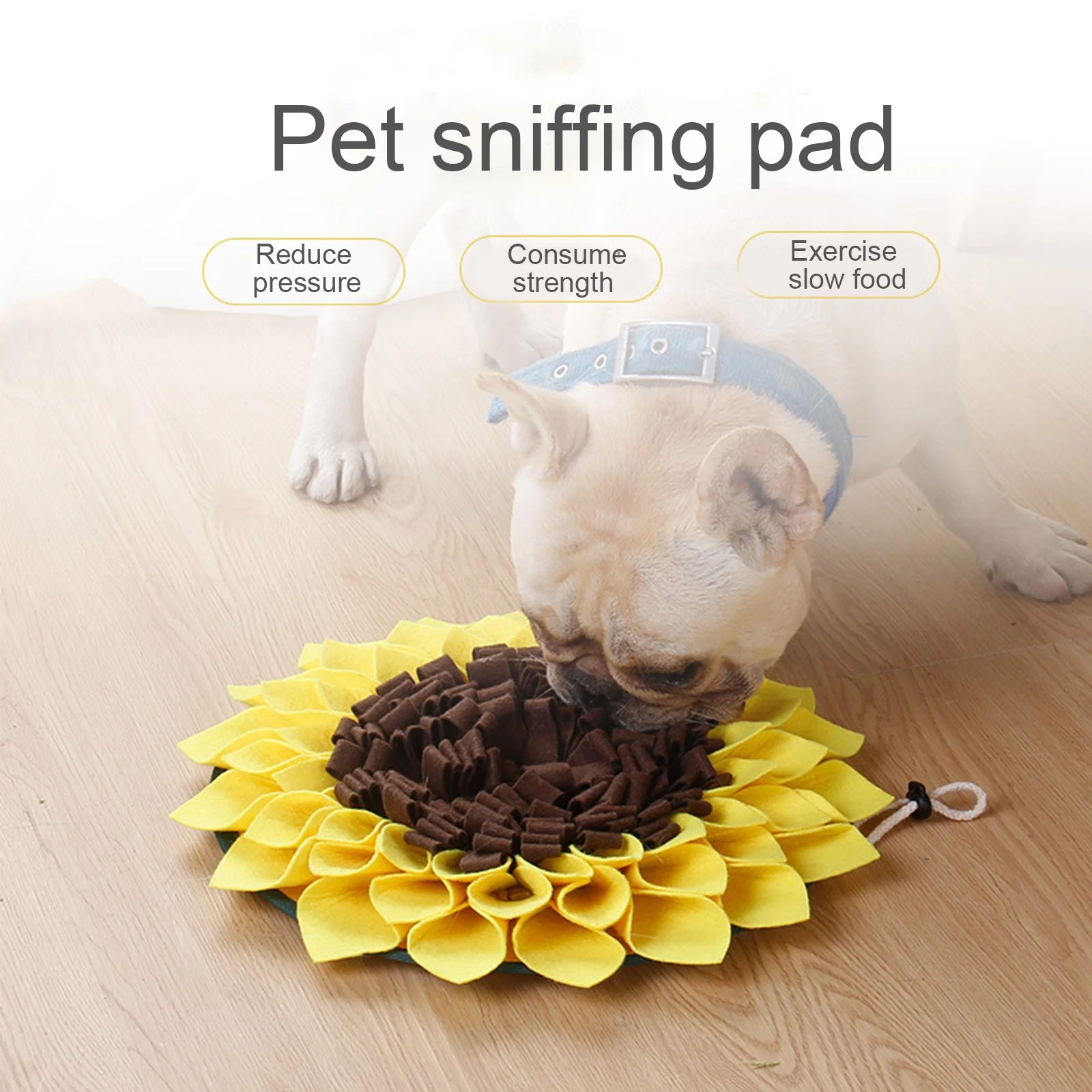 Dog Foraging Feeding Pad Sunflower Shape Treat Training Mat Boring Breakers for Rabbits Guinea-Pigs