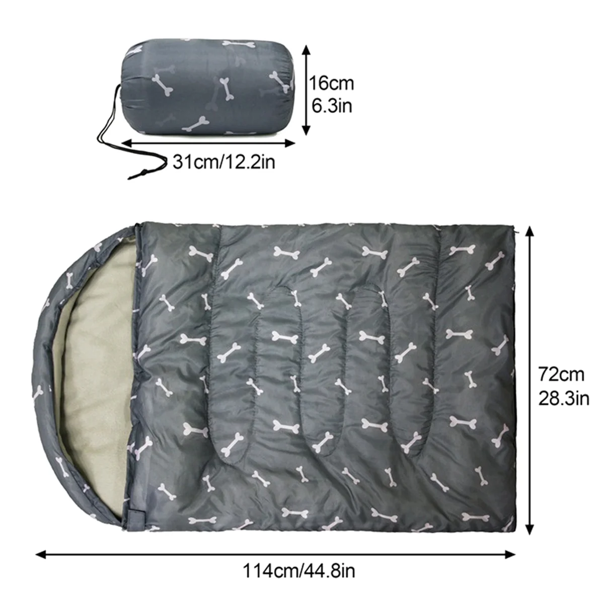 Waterproof Warm Pet Sleep Bag Outdoor Camping Dog Bed Blanket Plush Cushion Mattress Drawstring Kennel Mat B