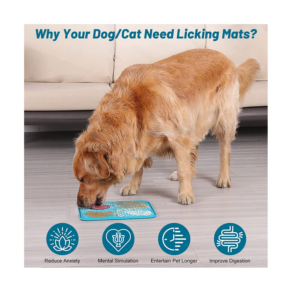 Lick Mat for , Food-Grade Silicone Dog Lick Mat As Dog & Slow Feeder, Dog Licking Mat with Suction Cups Blue