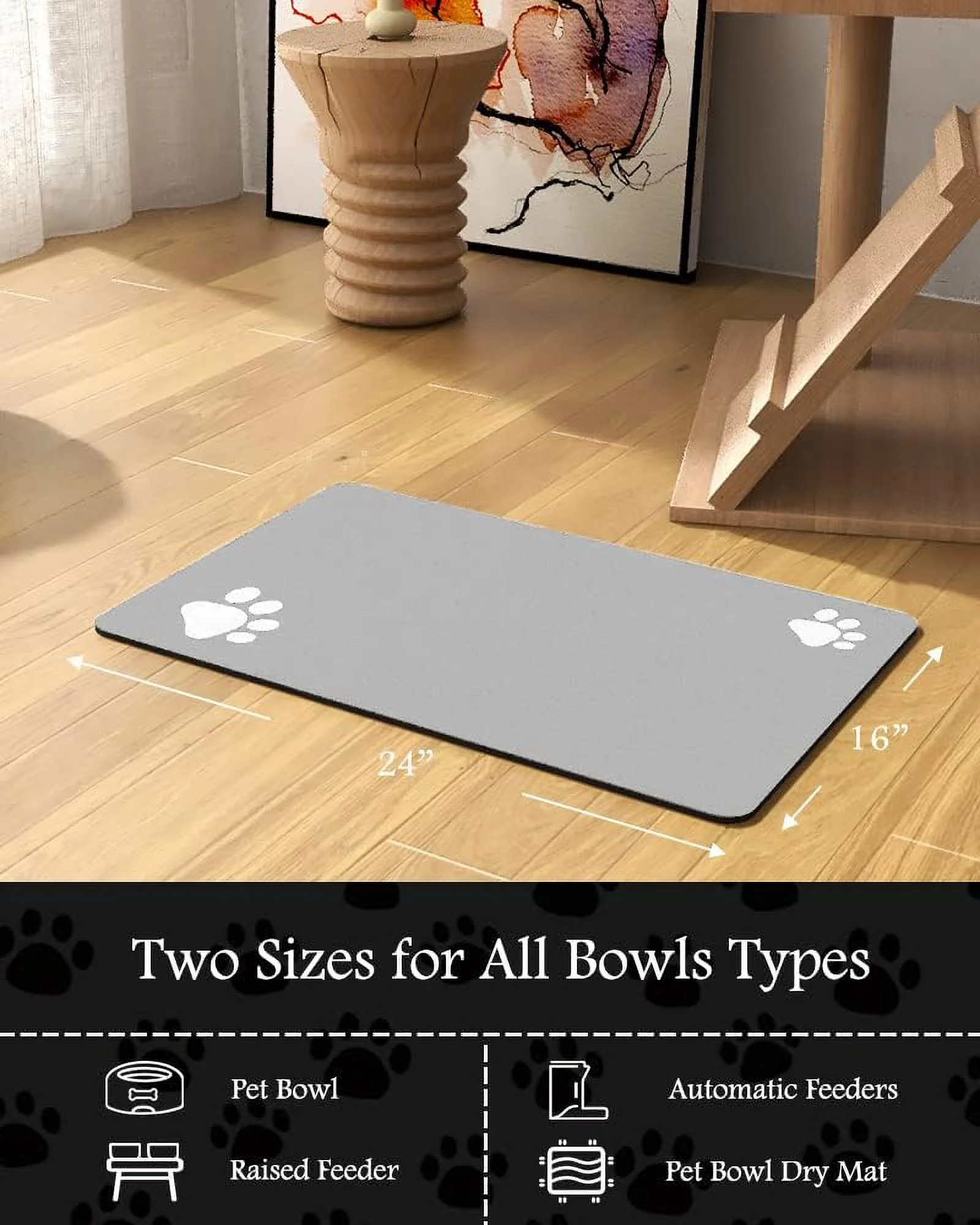 Pet Feeding Mat-Absorbent Dog Mat for Food and Water Bowl-No Stains Quick Dry Dog Water Dispenser Mat-Dog Accessories Pet Supplies-Dog Water Bowl for Messy Drinkers