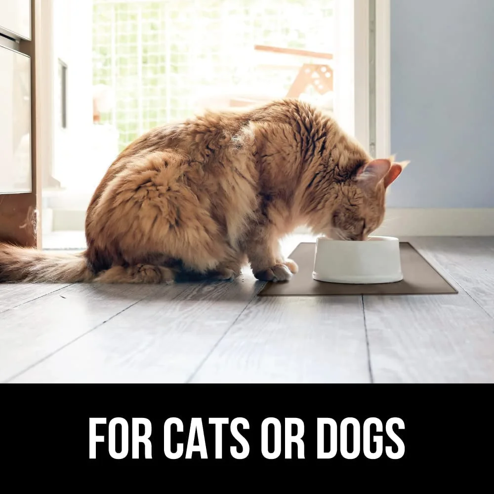 Waterproof Pet Feeding Mat with Raised Edge,  Silicone for Dogs and Cats