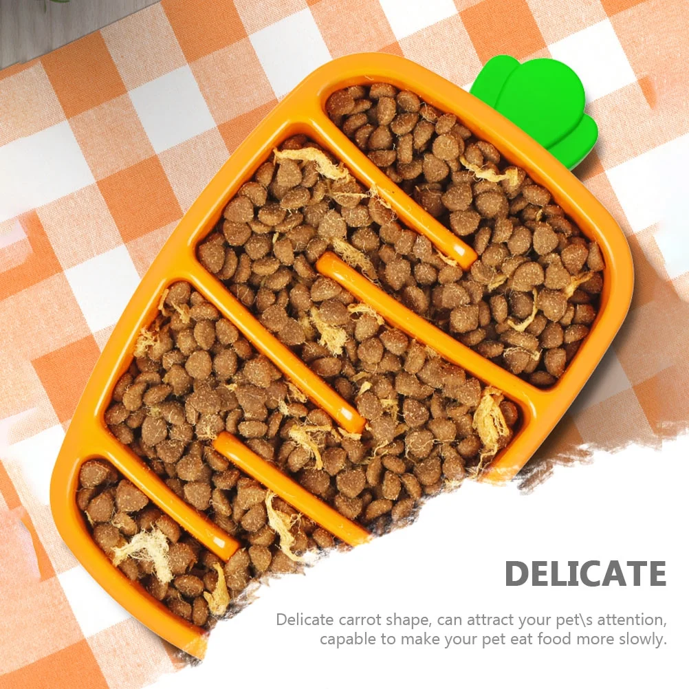 Slow Feeder Dog Bowl Insert for Puppies and Small Dogs, Orange Carrot Design, Pet Feeding Mat