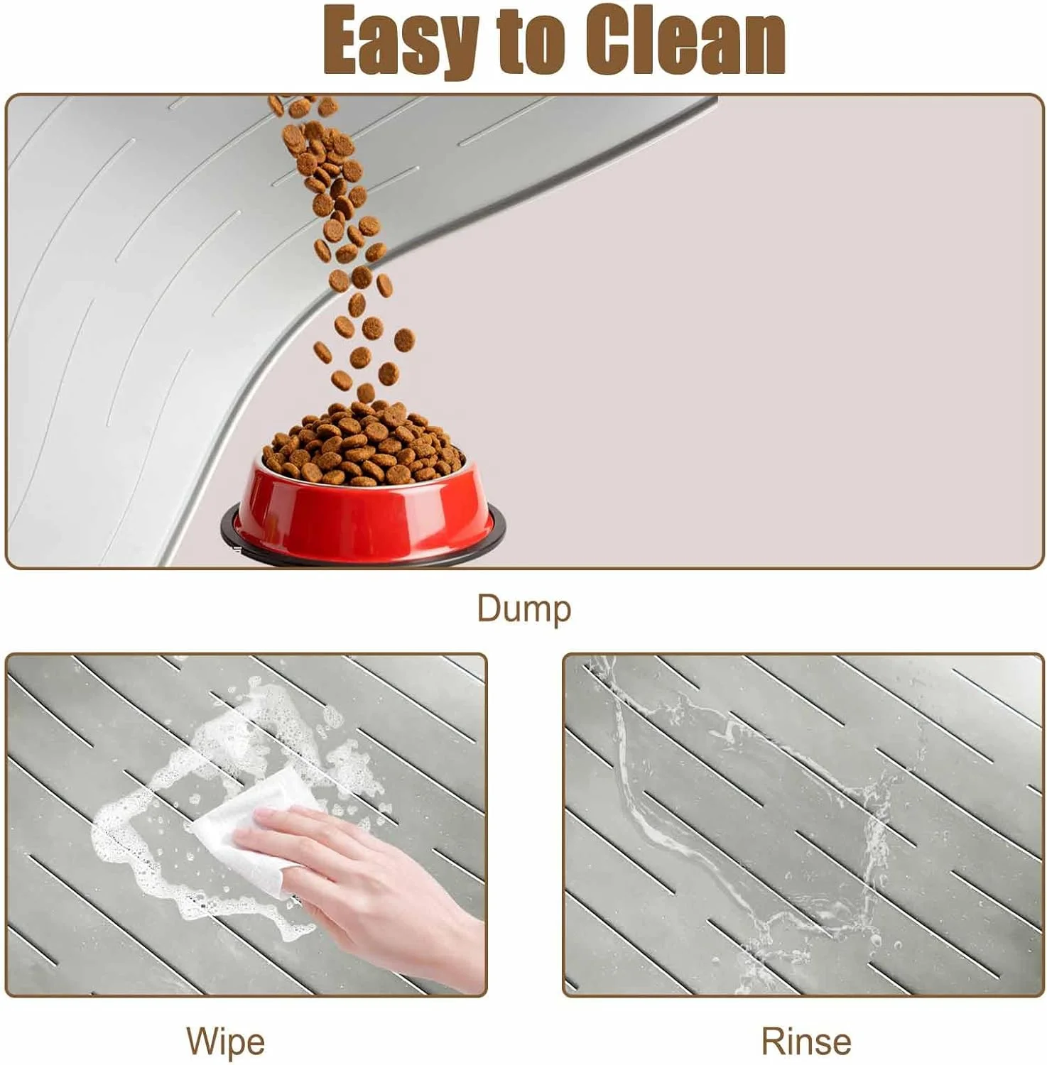 48"x32"(120cmx80cm) Largest Dog Feeding Mat,  Waterproof Pet Feeding Mat for Floors, Silicone Dog Bowl Mat Tray for Food and Water, Black