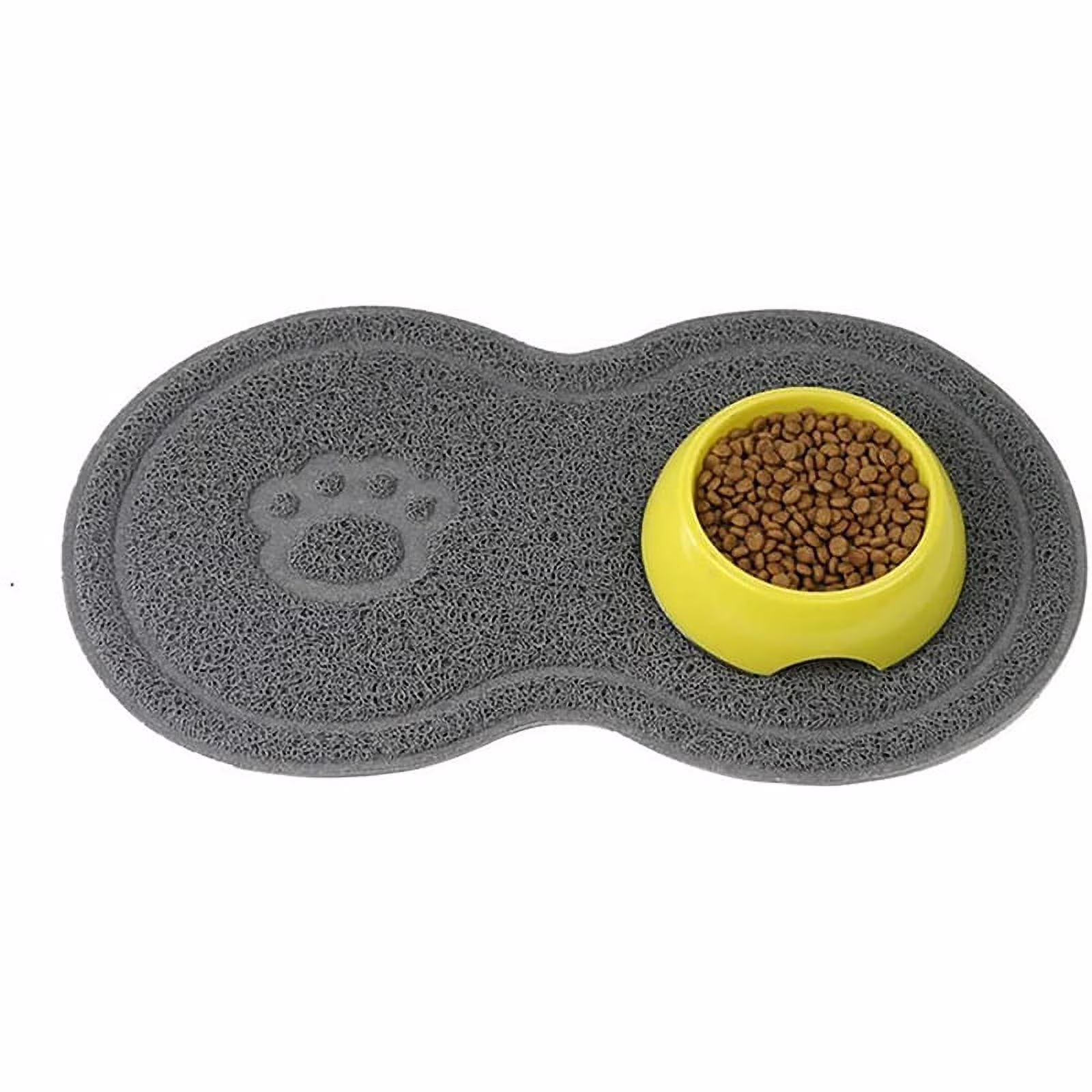 Pet Food PVC Mat Waterproof Non-Slip Pet Feeding Mat Pet Bowl Mat, Pet Feeding Tray for Cats and Dogs (Grey)