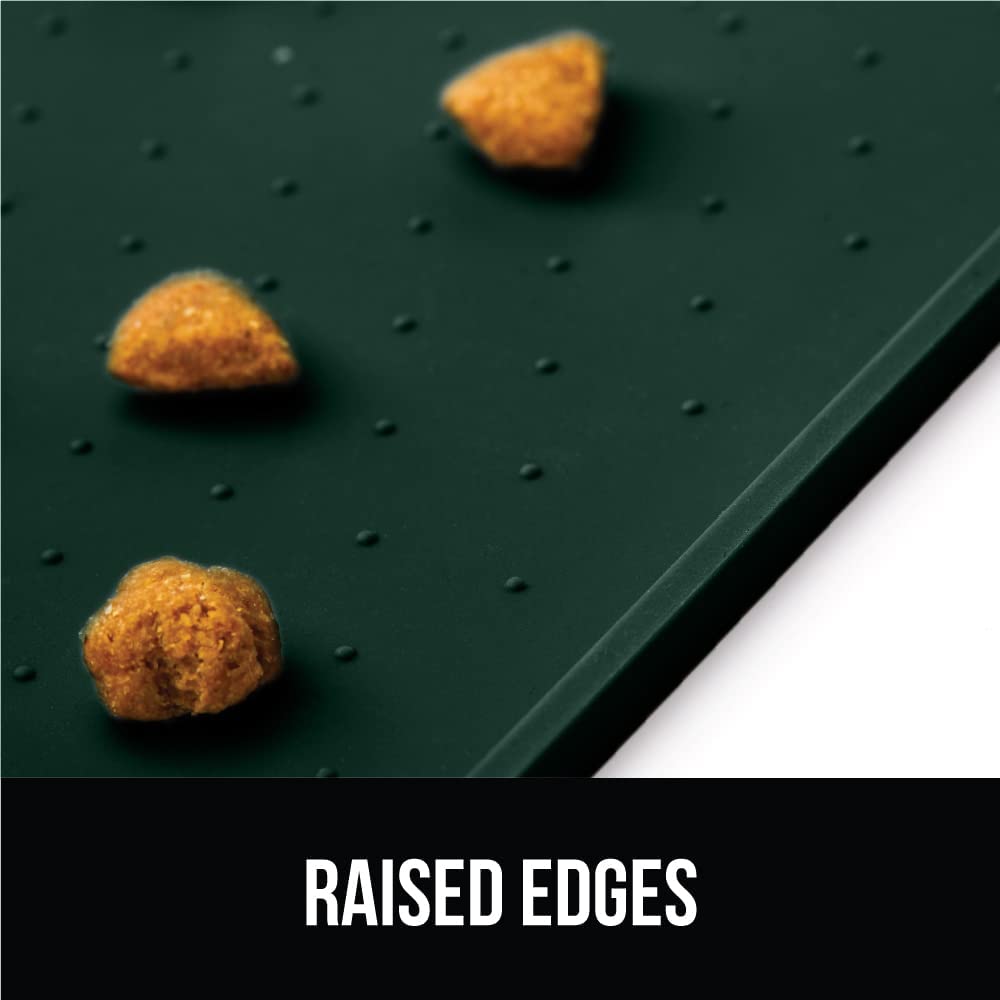 Waterproof Raised Edge  Silicone Pet Feeding Mat, Dog Cat Feeding Mats Contain Spills Protects Floors, Placemats for Cats and Dogs Water Bowl, Pets Accessories 32x24 Green