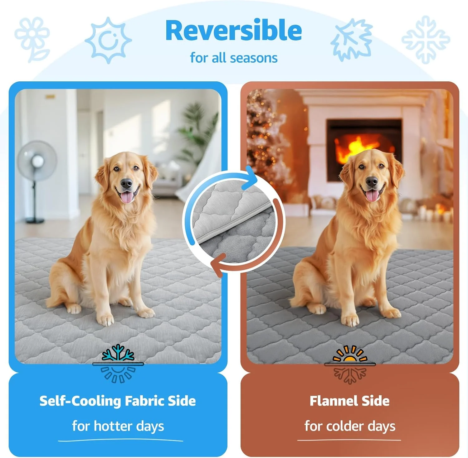 Cooling Pad for Dog - Pet Cooling Mat Waterproof Self-Cool Mat Reversible(Cool & Warm) Dog Cool Pad Perfect for Floor Crate Sofa Car, 28x48 in Grey