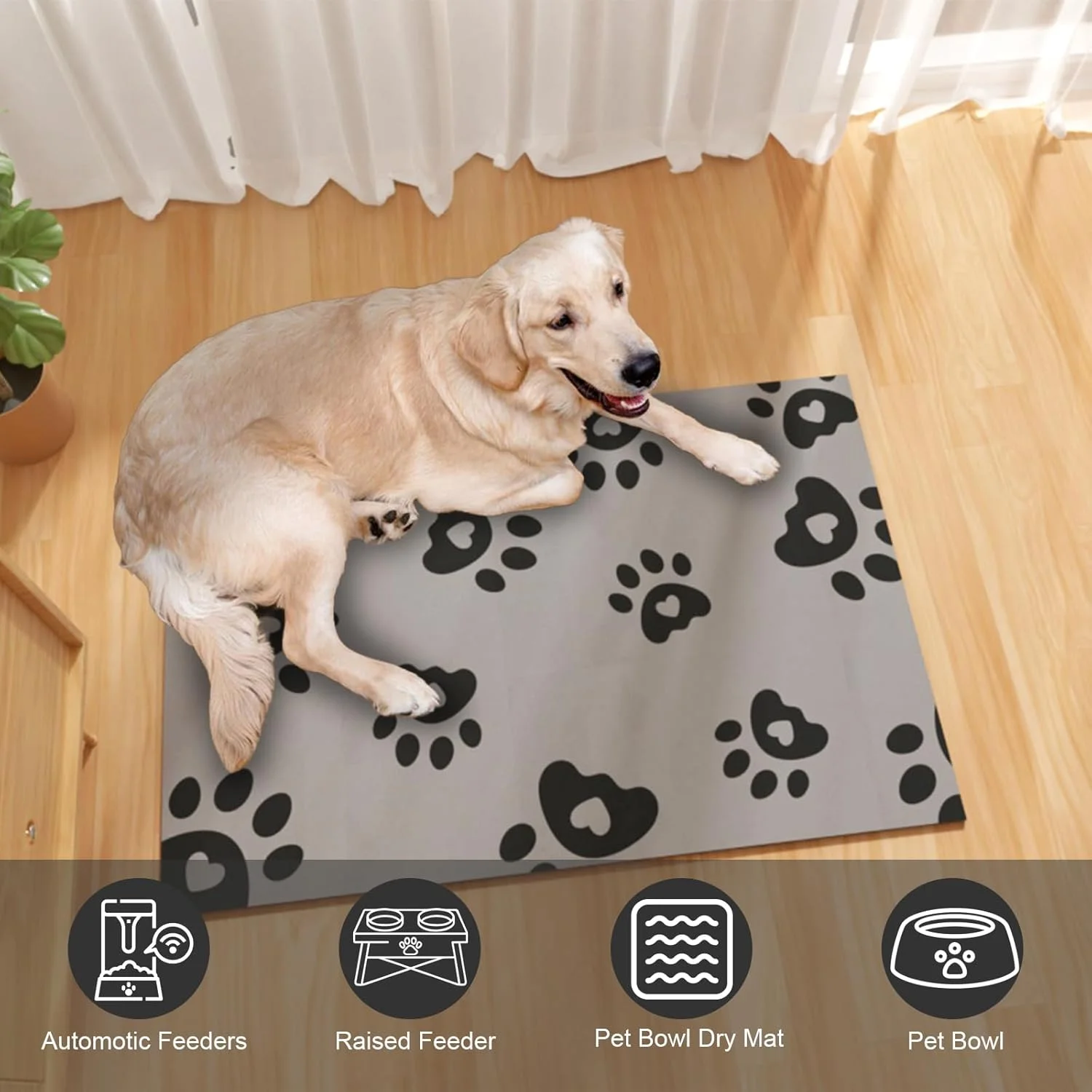 Absorbent Pet Feeding Mat 17x28 - Large Dog Feeding Mat, Rubber Mat for Cat Bowls, Muddy Mats for Dogs