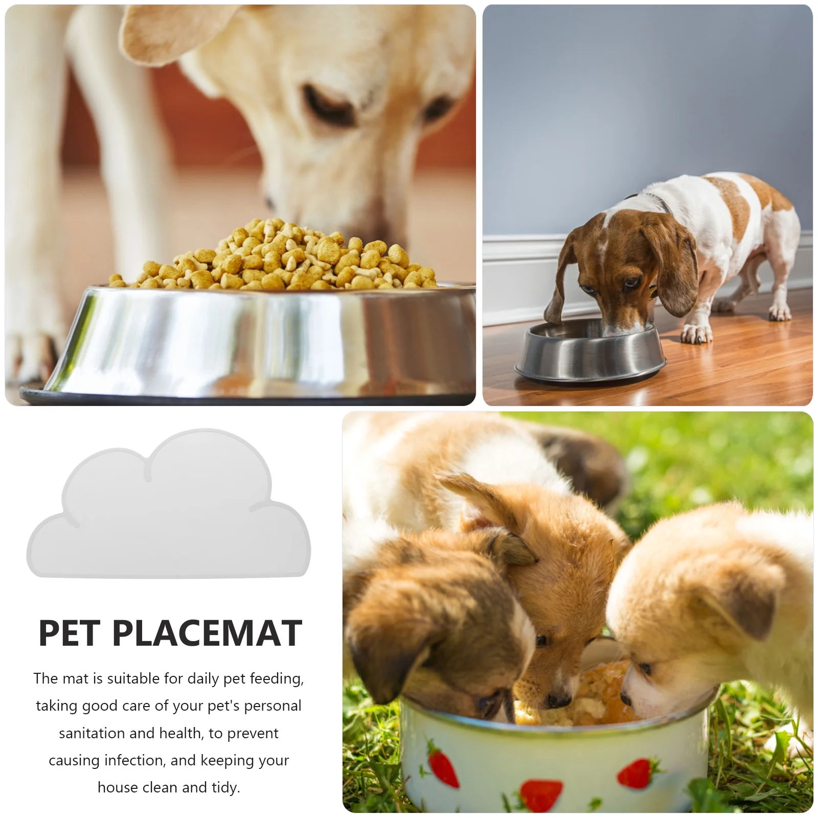 unbranded 2pcs Wear-Resistant Pet Feeding Mat Cat Bowl Floor Pad Dog Silicone Food Cushion