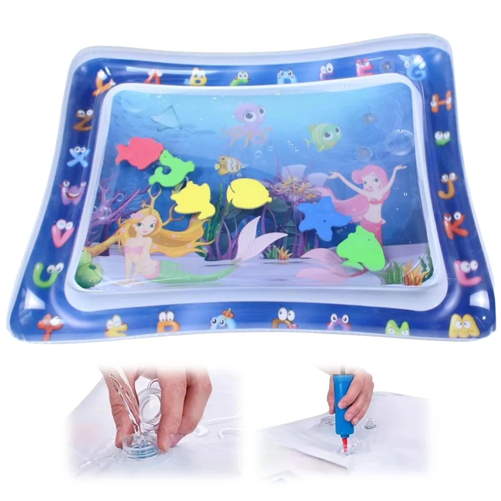 Water Mat for Cats Dogs, 2025 New Thickened Cat Water Mat with Fish, Pet Cat Water Bed Play Mat, Cool Comfort Water Sensory Playmat for Pet & Kids (D, 25.6)