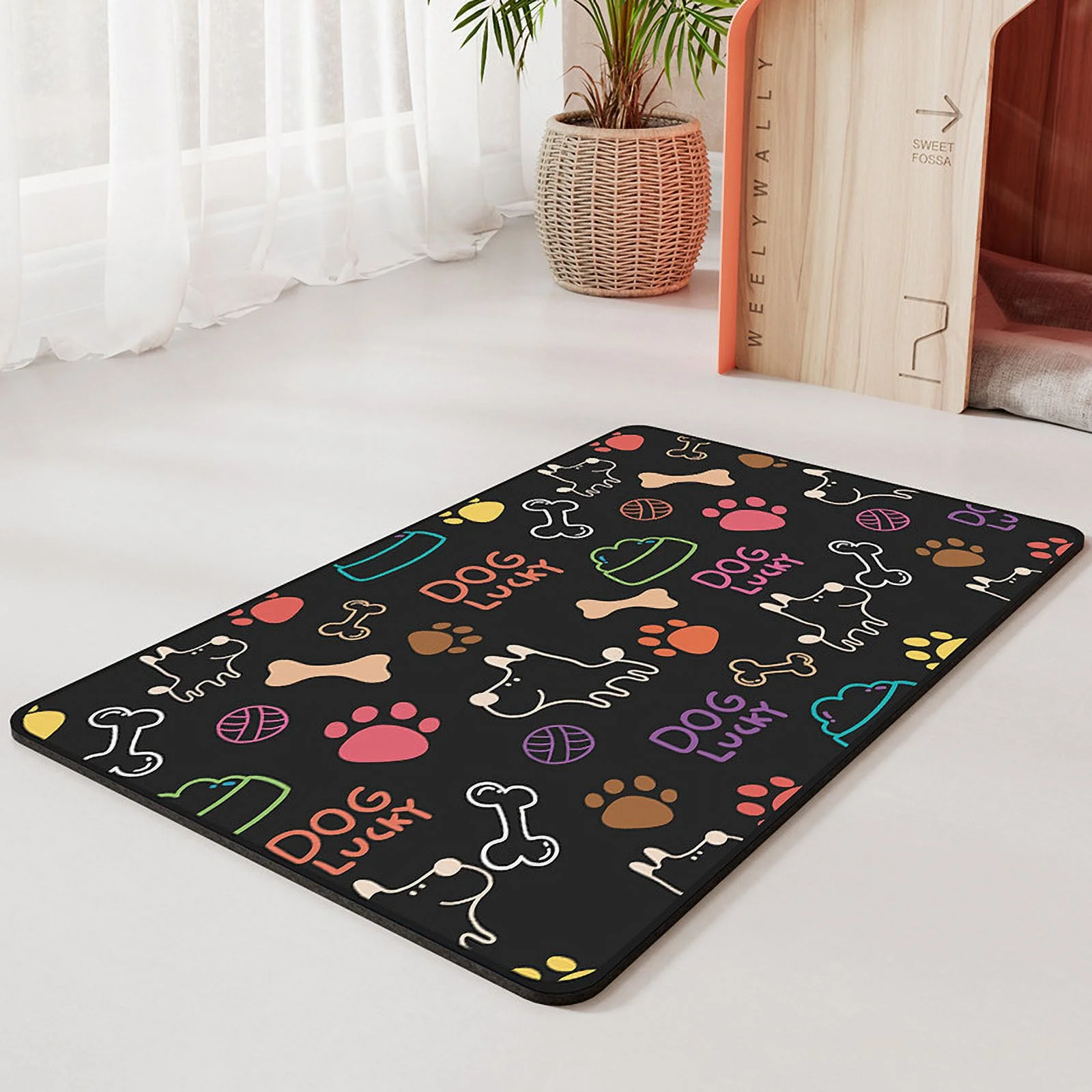 Absorbent Dog Feeding Mat Non-slip: Waterproof Cat Feeding Mat with Rubber Back – Non-stains Dog Bowl Mat – 16x24 Inch Pet Feeding Mat - Pet Supplies for Puppy Dog Cat - Easy Clean Quick Dry
