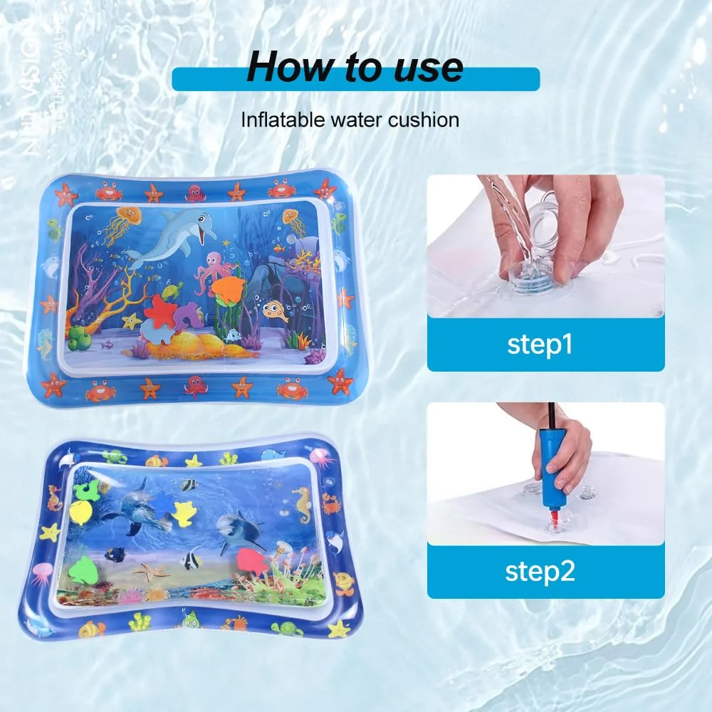 Water Mat for Cats Dogs, 2025 New Thickened Cat Water Mat with Fish, Pet Cat Water Bed Play Mat, Cool Comfort Water Sensory Playmat for Pet & Kids (D, 25.6)